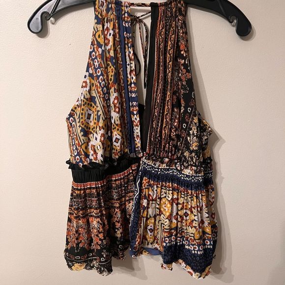 Free People Bellini Patchwork Tank Top Halter Neck Cutout Black Combo EU… - Picture 8 of 12